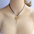 Antique Heart Pendant 9ct Gold Pearl & Peridot Pendant Brooch 5cm x 3cm 9ct GOLD
